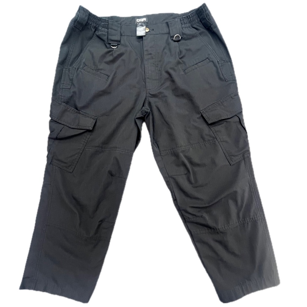 CQR Tactical Cargo Pants Mens 38x24.5 Black Polyester Cotton Utility Work TLP108